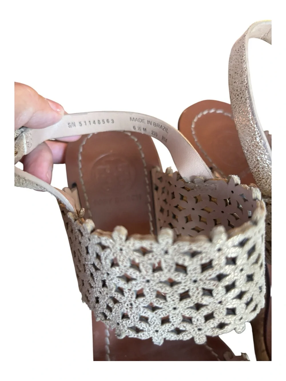 Tory Burch gold Daisy platform wedge